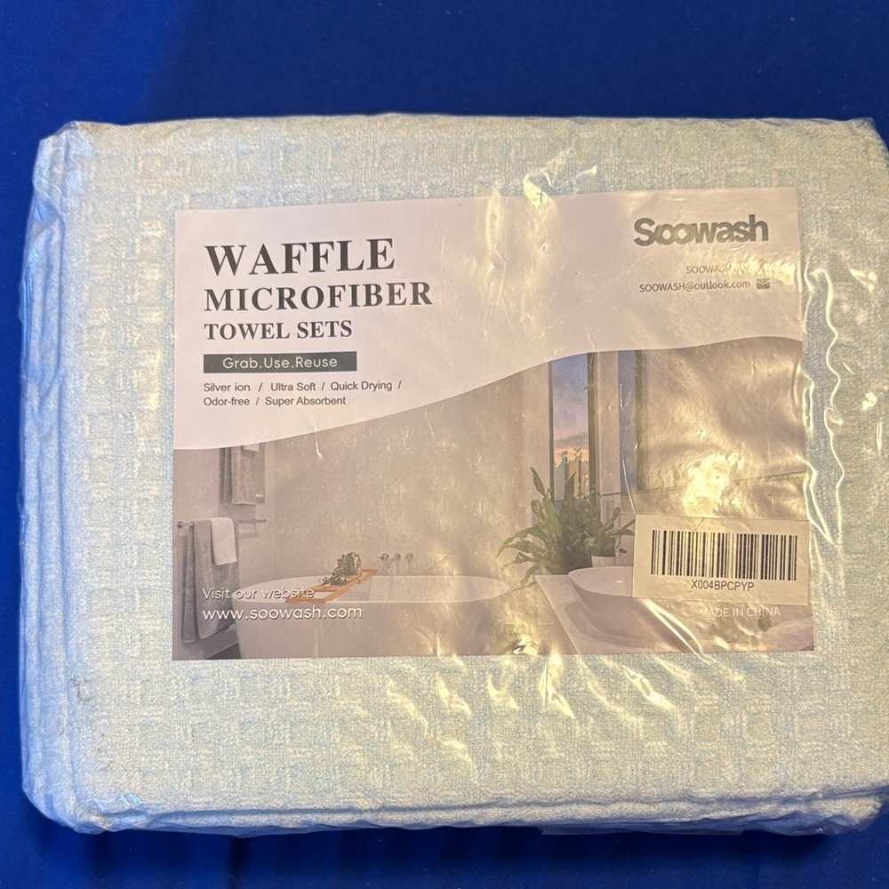 Waffle Microfiber 6 pc Towel Set - Light Blue